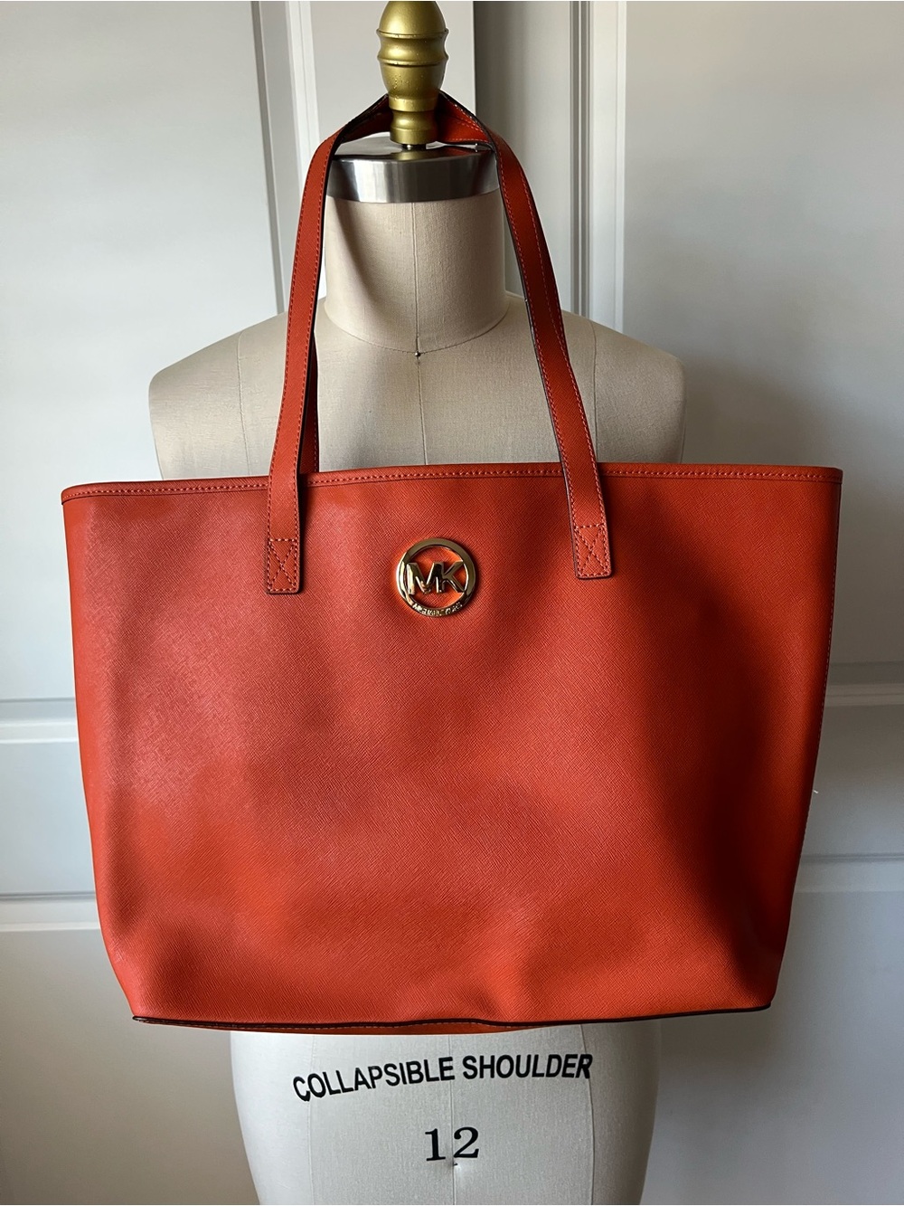 Michael Kors Orange Saffiano Leather MK Logo Tote